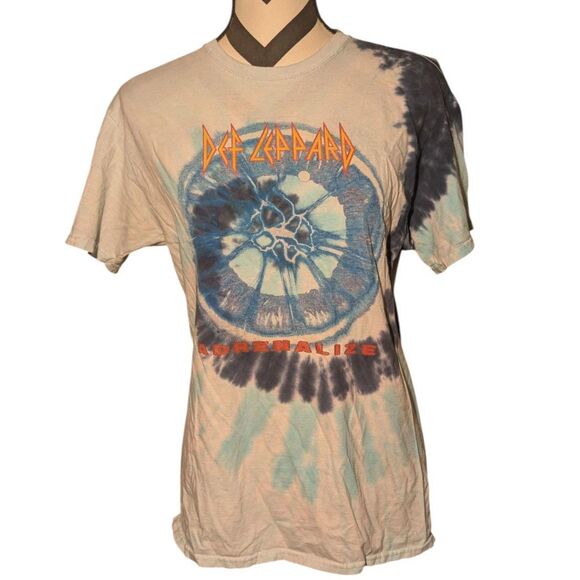 Def Leppard Adrenalize S Blue Tie Dye Graphic T-Shirt - Picture 1 of 5